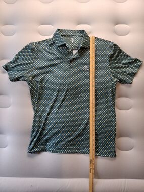 Rhoback Men's Teal Polo with Yellow Diamond Pattern